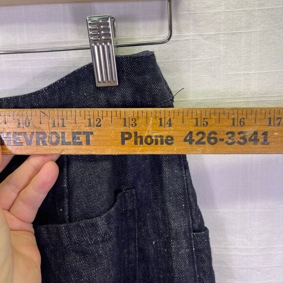 Poetry Blue Faux Wrap 100% Linen Wide Leg Chambray Cropped Culotte Pants Size 8 - Picture 8 of 12